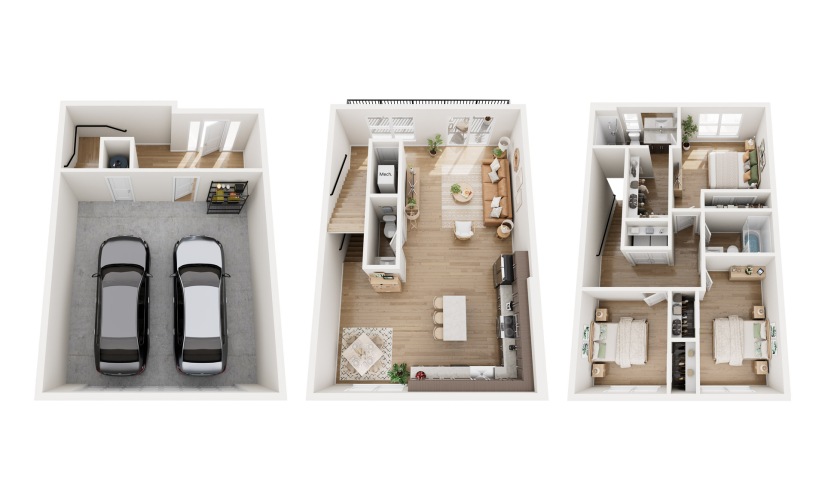 Ascent - 3 bedroom floor plan layout with 2.5 bathrooms and 1548 square feet