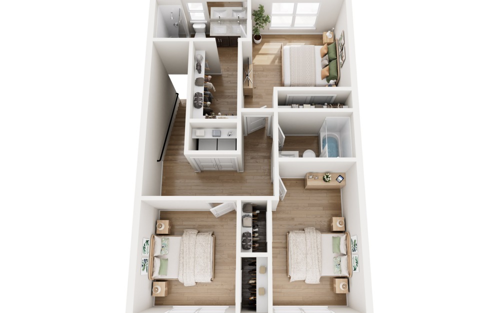 Ascent - 3 bedroom floor plan layout with 2.5 bathrooms and 1504 square feet (Floor 3)