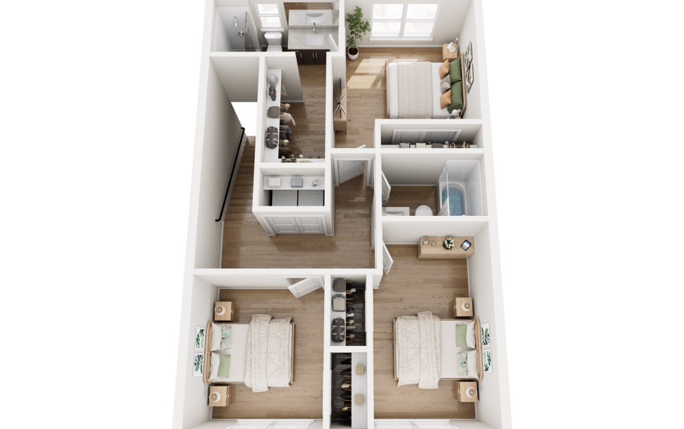 Ascent - 3 bedroom floor plan layout with 2.5 bathrooms and 1548 square feet (Floor 3)