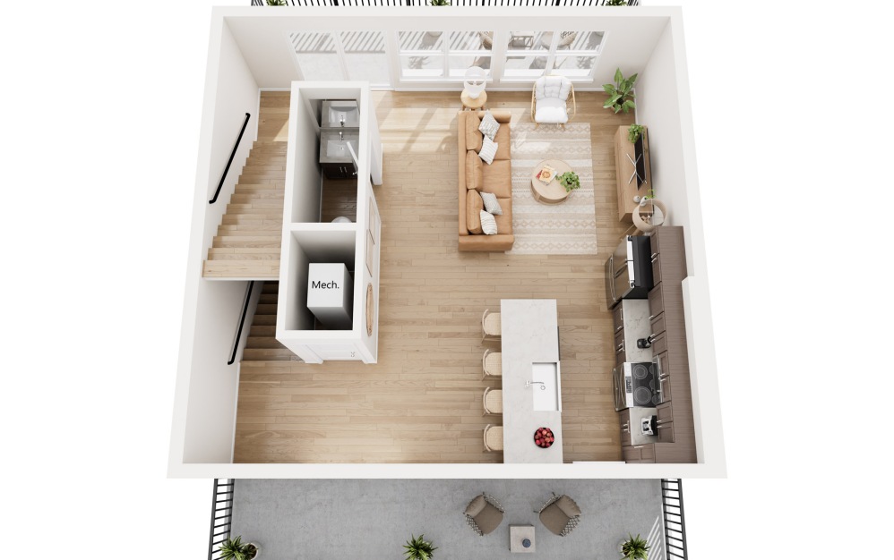 Ridge - 2 bedroom floor plan layout with 2.5 bathrooms and 1281 square feet (Floor 2)