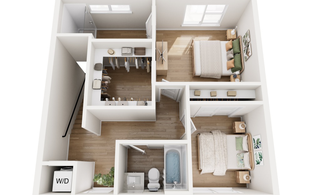Ridge - 2 bedroom floor plan layout with 2.5 bathrooms and 1281 square feet (Floor 3)