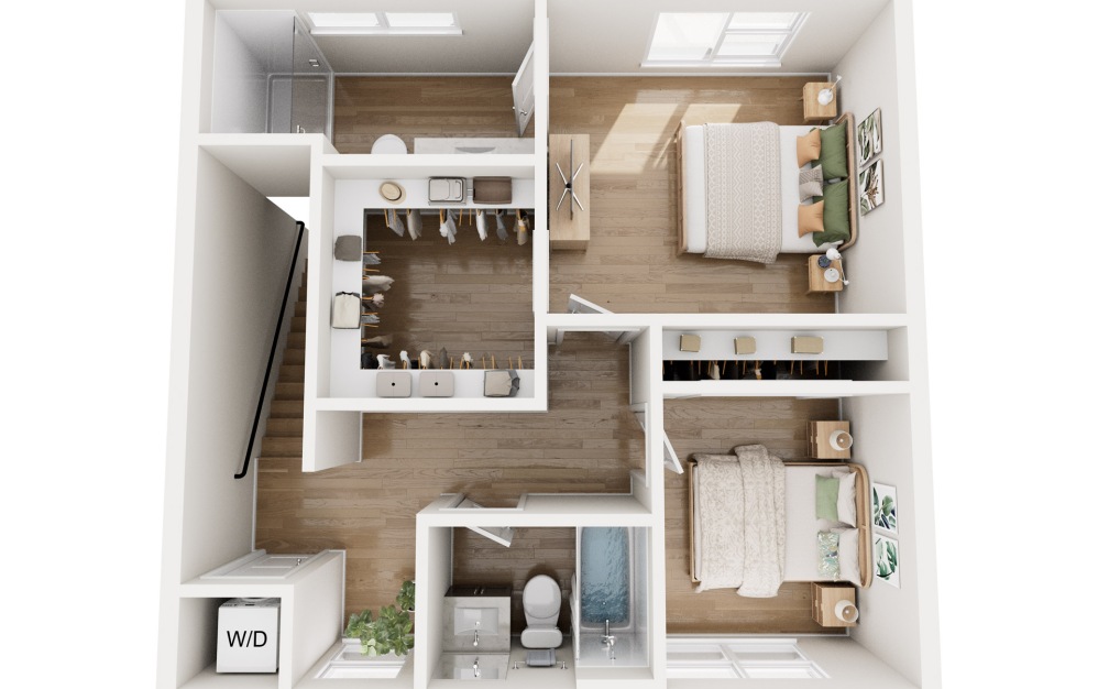 Ridge - 2 bedroom floor plan layout with 2.5 bathrooms and 1272 square feet (Floor 3)