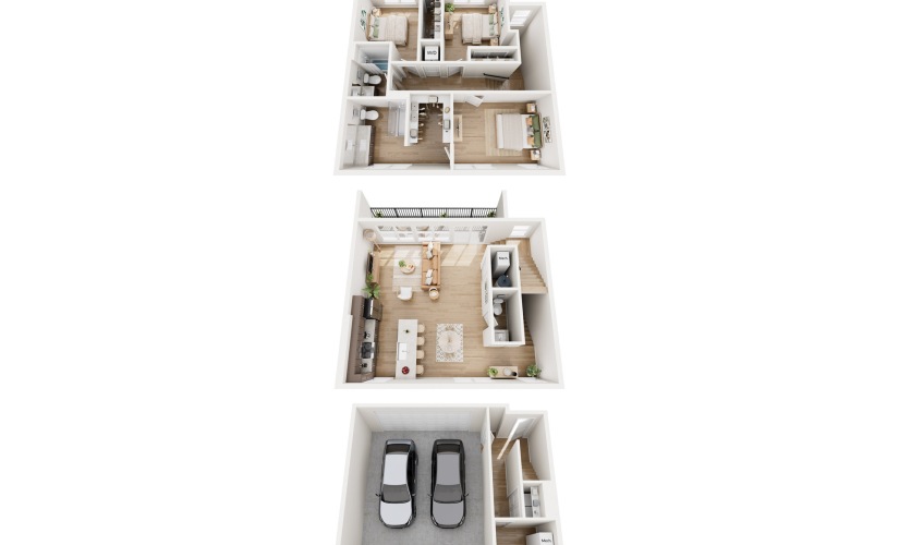 Overlook - 3 bedroom floor plan layout with 2.5 bathrooms and 1690 square feet