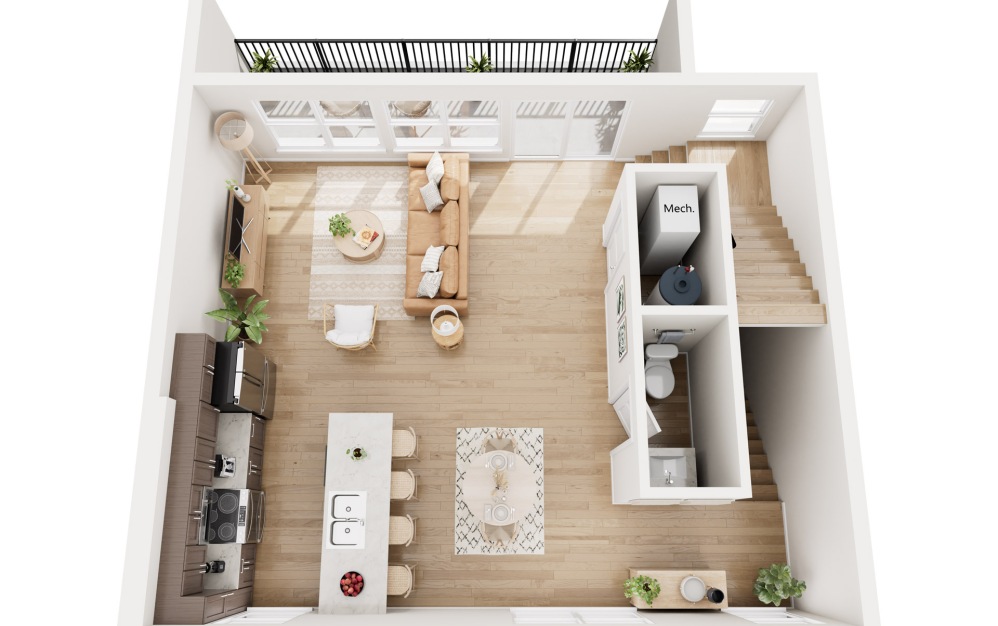 Overlook - 3 bedroom floor plan layout with 2.5 bathrooms and 1708 square feet (Floor 2)