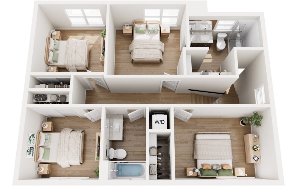 Summit - 4 bedroom floor plan layout with 3.5 bathrooms and 2015 square feet (Floor 3)